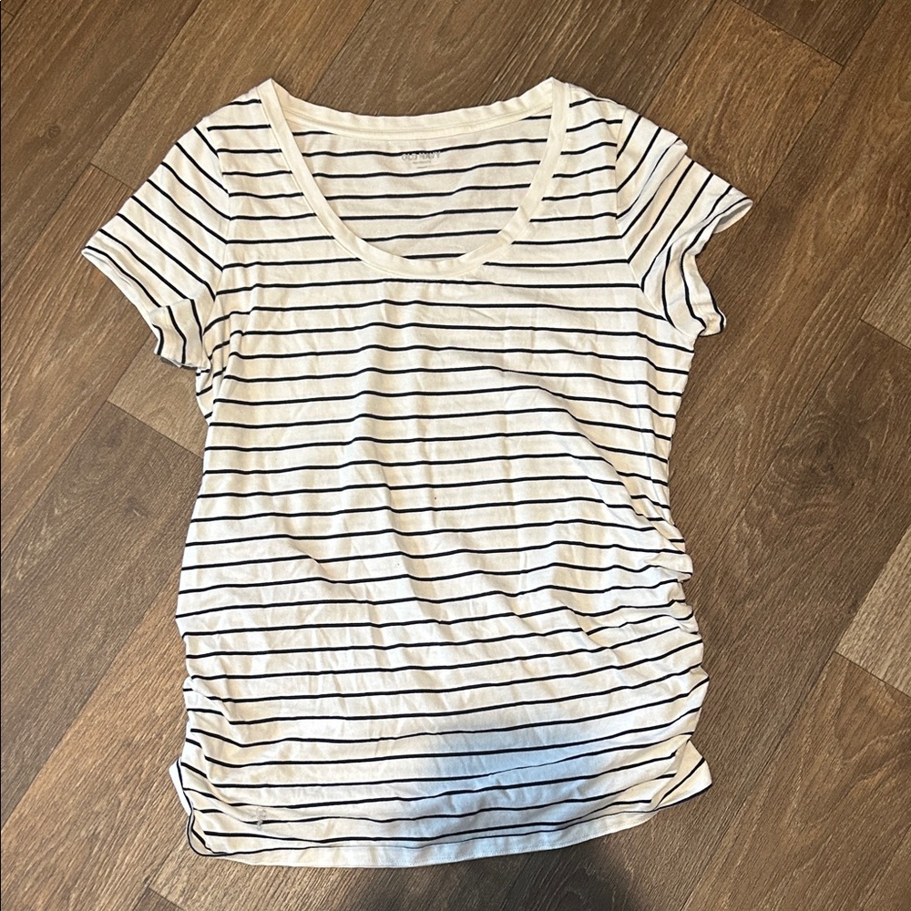 Old Navy Cream and Black Striped Tee